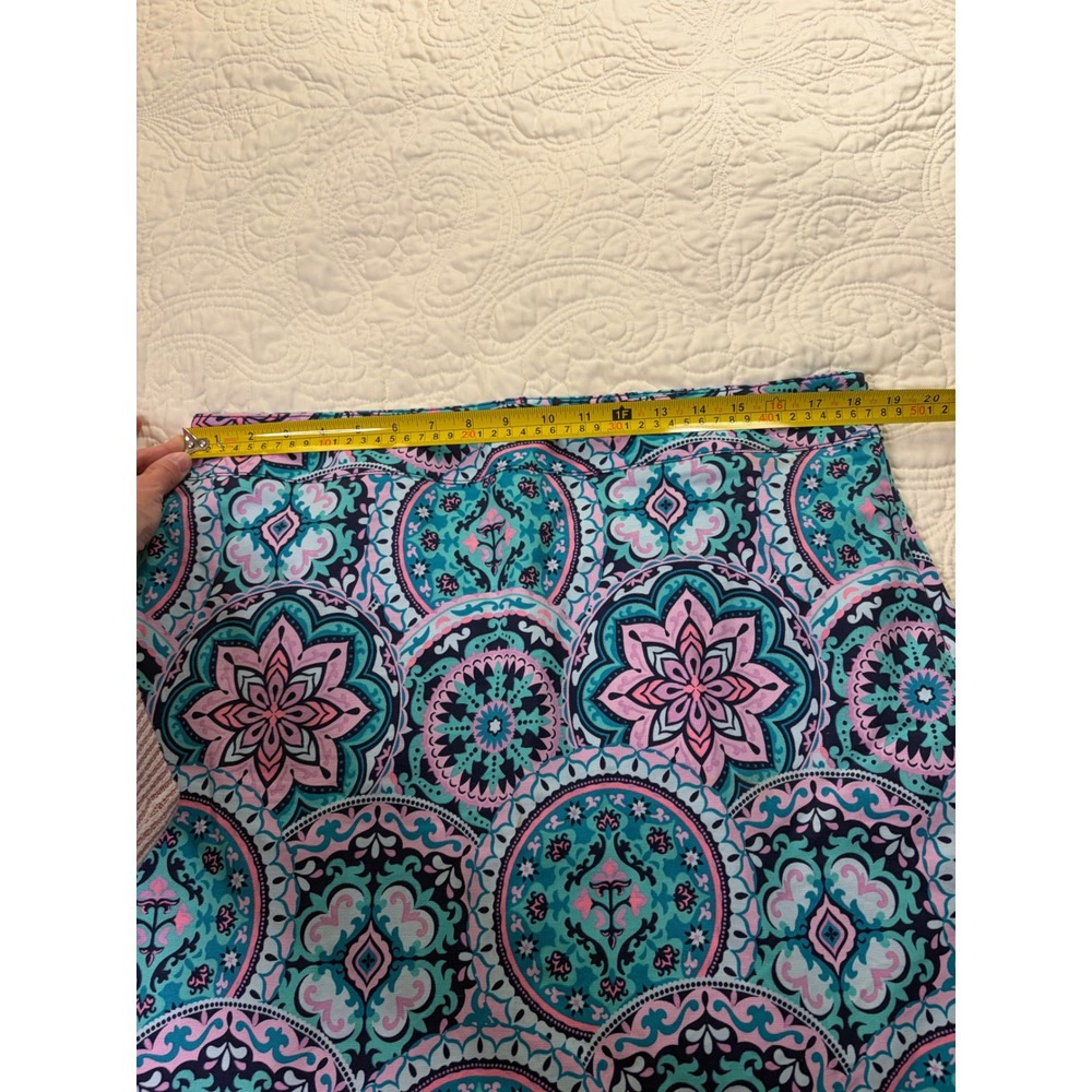 Talbots Skirt Womens 16 Blue Pink Mandala Medallion Boho Maximalist